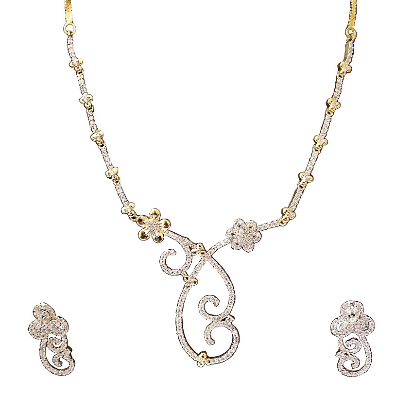 ARU PENDANT SET WITH STUDDED AMERICAN DIAMONDS CHAIN