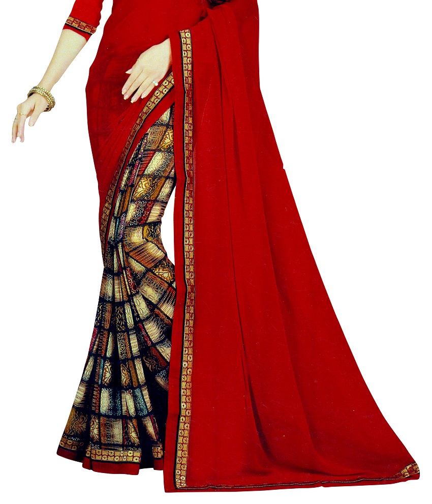 ARU GEORGETTE HALF AND HALF SAREES COMBO