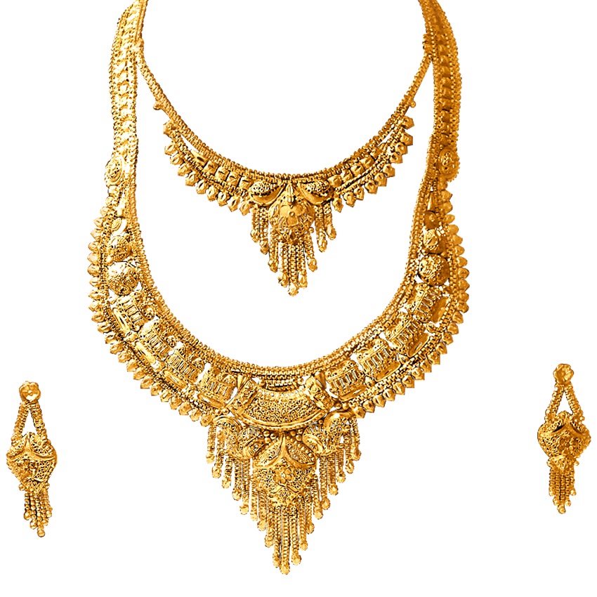 ARU TRADITIONAL DOUBLE NECKLACE SET - GOLDEN