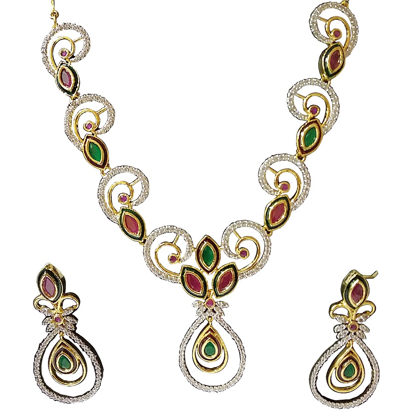 ARU SHOWSTOPPER FLORAL MEENAKARI NECKLACE SET FOR WOMEN