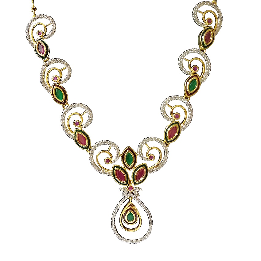 ARU SHOWSTOPPER FLORAL MEENAKARI NECKLACE SET FOR WOMEN