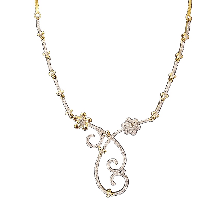 ARU PENDANT SET WITH STUDDED AMERICAN DIAMONDS CHAIN
